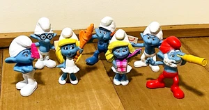 Smurf Characters Smurfette 2011 2013 Papa Grouchy Handy Brainy Lot 7 Blue PVC - Picture 1 of 8