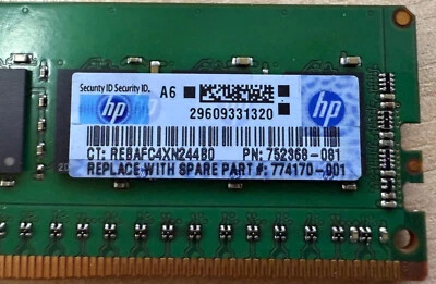 HP 752368-081 8GB (1 x 8GB) Single Rank DDR4-2133 CAS-15-15-15 Registered Memory - Image 1 of 4