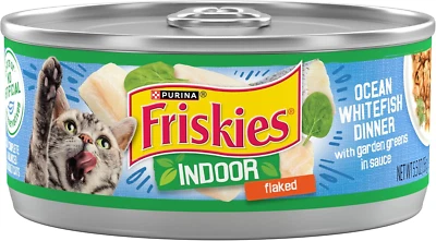 Indoor Cat Food Flaked Ocean Whitefish Garden Greens Sauce 5.5oz Pack of 24 - Image 1 of 4