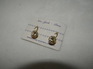 CANARY YELLOW AUSTRIAN CRYSTAL EARRINGS DANGLE DROP GOLD TONE NEW FLB - Picture 1 of 6