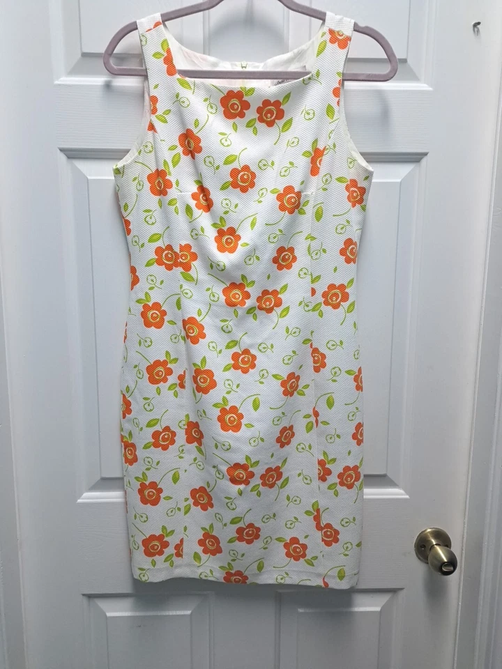 Vestido Flower Power 1960/70s Vintage Tamanho 8 Rosa Pradaria, Laranja, Verde - Imagem 1 de 4