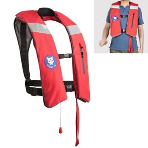 Night Cat Life Jacket Vest Preserver Adult Fishing Boating Manual Inflatable