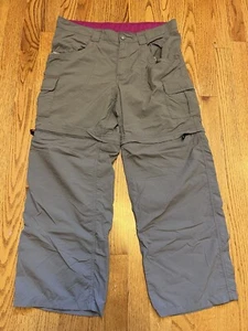 The North Face Girls Convertible Pants Gray Pink XL 18 Nylon Hiking Camping - Picture 1 of 17