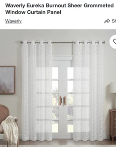 WAVERLY Grommet Curtain Panel, Eureka White Sheer, 50"x63" NEW - Picture 1 of 8