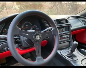 P2M Phase 2 Competition Steering Wheel - 340mm Standard Leather w/ Red Stitching - Picture 1 of 7