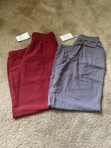 NWT Floral Blooming Casual Active Pants- 2pr Grey/Burgundy- Medium FREE SHIPPING - Picture 1 of 8