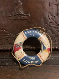 Vintage Sailors Folk Art - P&O Arcadia 1966 miniature Boat Life Ring Ship - Picture 1 of 8