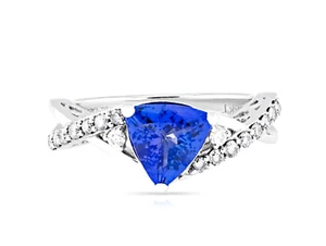 Le Vian 14ct. Oro Blanco 0.18ct. Diamante Y Tanzanita Anillo Tamaño Ru : I - Imagen 1 de 3