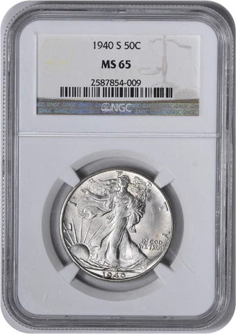 1940-S Walking Liberty Silver Half Dollar MS65 NGC Cover