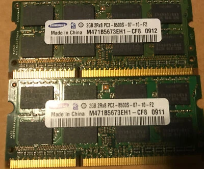 Samsung 4gb-2x 2GB PC3-8500S DDR3-1066Mhz SODIMM Laptop Memory M471B5673EH1-CF8 - Image 1 of 2