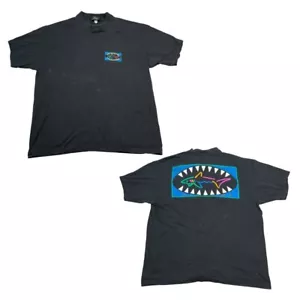 Greg Norman Double Sided Shark Big Logo Tee T-Shirt Black Mens XL - Picture 1 of 7