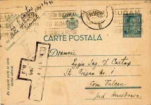 Romania, 1942, WWII Censored Stationery Postcard, Vulcan - Bucuresti postmark - Picture 1 of 2