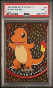 Topps Black Logo Charmander PSA 9 #04 teardrop/flame Holo Foil Pokemon Card - Picture 1 of 2