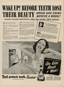 1944 Dentist Dental Teeth Teel 1940s Vintage Print Ad Mouthwash Wake Up Beauty - Picture 1 of 7