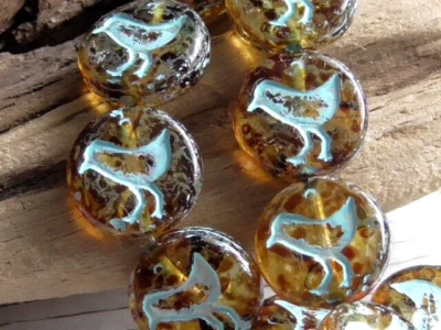 8 - 12mm CZECH TRANSPARENT CLEAR BROWN TORTOISE PICASSO BLUE WASH BIRD COIN BEAD - Image 1 of 4