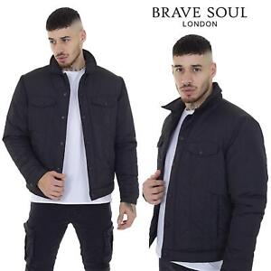 Brave Soul Men's Casual Black Jacket Lightweight 100% Polyester Winter Jacket