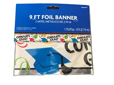 GRADUATION FOIL BANNER Colored Wall Party Decorations Congratulations Graduate - Image 1 of 2