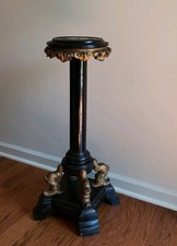 Wow Ornate Antique Victorian Fern Plant Pedestal Stand Amazing Carve Wood, 31.5"