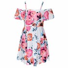 Girls Skater Dress Kids Floral Print Summer Party Off Shoulder Dresses 7-13 Yr