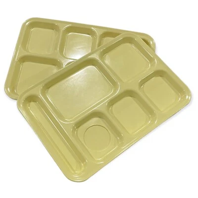 Vtg SiLite Melamine School Cafeteria Lunch Divided Tray Yellow Arrowhead Lot 2 - Image 1 of 4