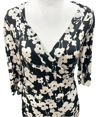 Merona Midi Wrap Dress Womens XXL V-Neck Elbow Length Sleeve Floral Plus Size 1x - Image 1 of 4