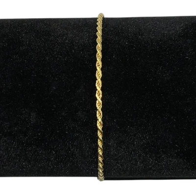 14K 镀金扭绳手链 - 9 英寸 1.5 毫米 2.4 克 - 925 纯银 — 第 1/4 张图片