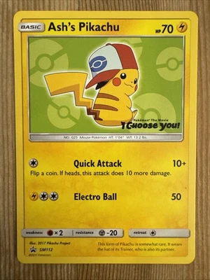 Ash's Pikachu - SM112 - Pokemon TCG Sun & Moon Promo Rare Card VLP - Image 1 of 2