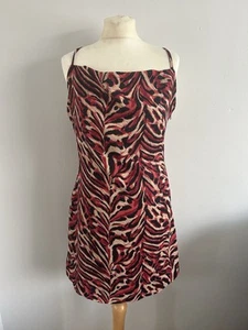 Nasty Gal Animal Print Slinky Cowl Neck Summer Slip Dress Uk 12 Lined Nastygal - Picture 1 of 6