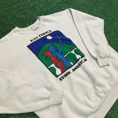 Kiss French Drink Arte Pop Americano Cuello Redondo De Colección Años 90 Keith Haring Talla Grande Foto 1 de 4