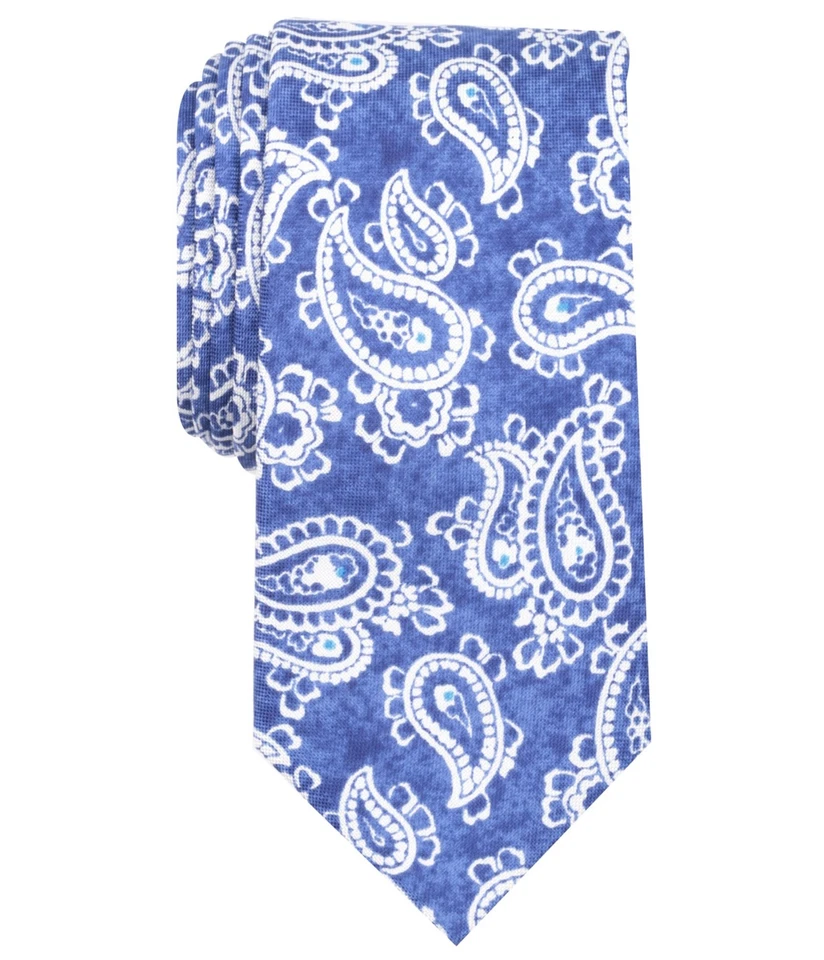 Tallia Mens Paisley Slim Self-tied Necktie, Blue, One Size - Image 1 of 1