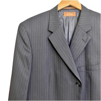 Men's Blazer Size 44R Tasso Elba Navy Blue Striped Suit Jacket - Image 1 of 4