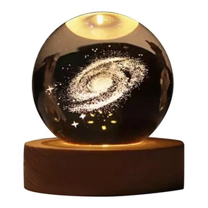 Valentines Day Gift Galaxy Crystal Ball Lamp 3D Planet Moon Lamp USB LED9196 - Picture 1 of 41