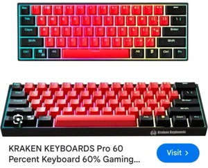Kraken Pro 60-BRED Edition 60% Mechanical Keyboard With RGB (Silver Switches) - Picture 1 of 3