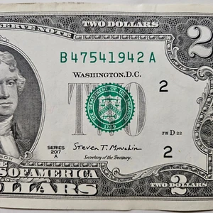 Billete de cumpleaños de $2 billete de dos dólares B 4754 1942 A circulado (año de arrastre 1942) - Imagen 1 de 2