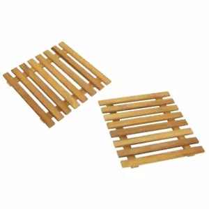 2x Bambus Holz Topfuntersetzer Tischset natur braun, 17,5 x 17,5 cm - Bild 1 von 1