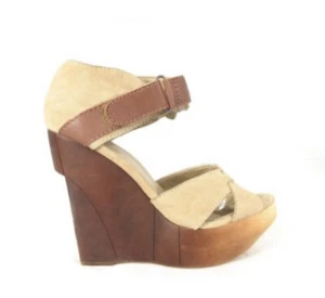 Joe’s Jeans Tan Suede Wooden Wedges - Picture 1 of 7