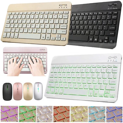 Universal 10" Backlit Wireless Keyboard&Mouse for iOS Android PC iPad Tablet - Imagen 1 de 4