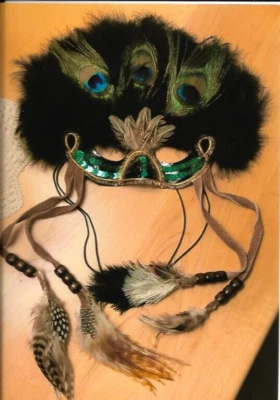 Mardi Gras  Peacock Feathered Mask - Image 1 of 4