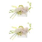  Set of 2 Silk Cloth Rose Hair Comb Bridesmaid Accessories for Prom Headpiece