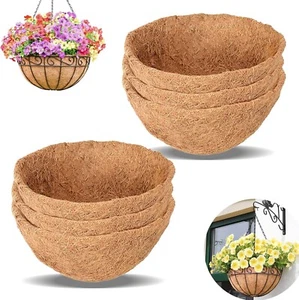 6er Pack 12 Zoll Coco Liner Ersatz, Runde Hängekorb Einlagen 100% Natur - Bild 1 von 7