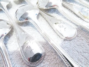 Vintage silver-plated 12 dessert spoons Christofle perles pearls 17cm near mint - Picture 1 of 11