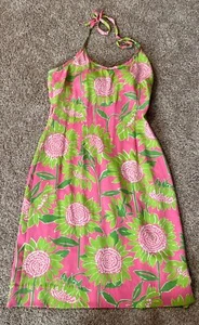 Lilly Pulitzer ärmellos 95 % Seide Sommerkleid rosa grün hervorragender Zustand Größe 4 - Bild 1 von 11