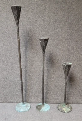 Juego de Candelabros Pottery Barn Petaluma Brutalist Hierro Forjado Rústico 12 18 24" Foto 1 de 4