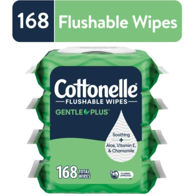 Gentle Plus Flushable Wet Wipes, 4 Flip-Top Packs - Image 1 of 4