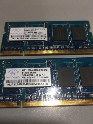 Nanya 414041-001 Total 1GB (2x 512MB) Notebook RAM Memory Module PC2-4200S 2Rx16 - Image 1 of 2