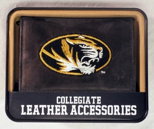 Missouri Tigers Embroidered Black Leather Trifold Wallet - Picture 1 of 6
