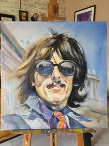 George Harrison The Beatles Original Oil Painting 24"×24" - Picture 1 of 4