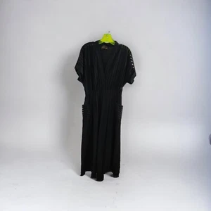 Norma Kamali OMO Vtg 80s 90s Women's 4 Black Dress Belted Mesh.  - Picture 1 of 3
