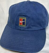 Vintage Nike Cap Hat Blue Strap Back 90s Challenge Court Tennis Agassi Gray Tag