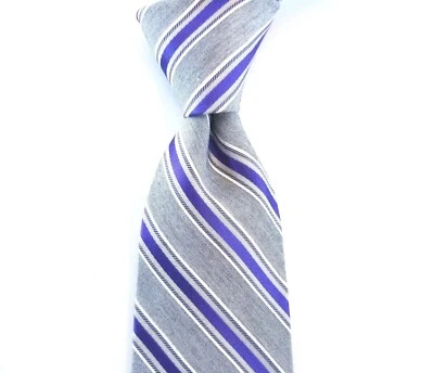 Corbata para hombre Calvin Klein gris refinado, púrpura y blanco 100 % seda 3 1/4" x 59" Foto 1 de 4